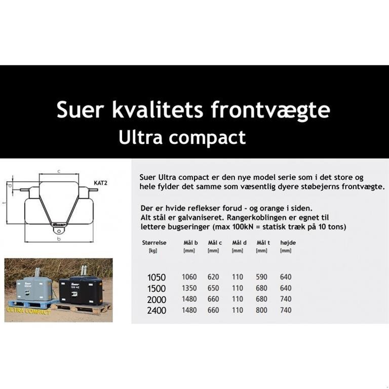 Frontgewicht des Typs Suer 2000 kg ultra kompakt - www.suer.dk  GRATIS LEVERING, Gebrauchtmaschine in Tønder (Bild 2)