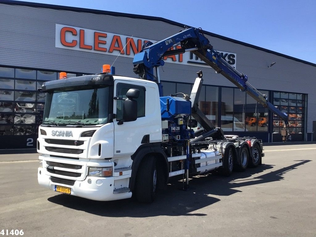 Abrollcontainer typu Scania P 420 Hiab 21 ton/meter laadkraan Welvaarts kraanweegsysteem, Gebrauchtmaschine w ANDELST (Zdjęcie 1)