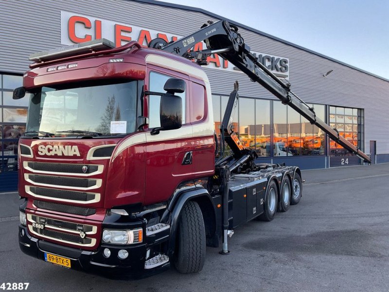 Abrollcontainer tip Scania R 580 V8 8x4 Euro 6 Hiab 24 Tonmeter laadkraan, Gebrauchtmaschine in ANDELST (Poză 1)