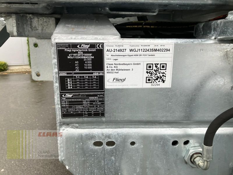 Abschiebewagen tipa Fliegl GIGANT ASW 281 FOX TANDEM, Neumaschine u Hof (Slika 8)
