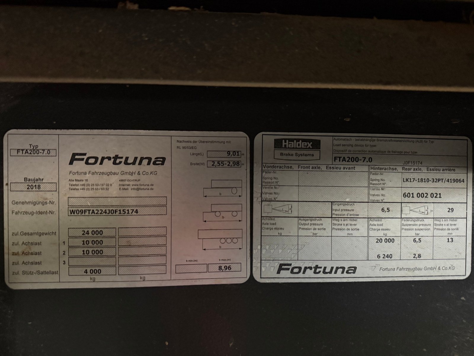 Abschiebewagen типа Fortuna FTA 200/7.0, Gebrauchtmaschine в Büdingen (Фотография 6)