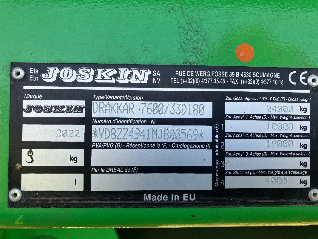 Abschiebewagen типа Joskin Drakkar 7600/ 33D 180, Gebrauchtmaschine в Sonnewalde (Фотография 5)