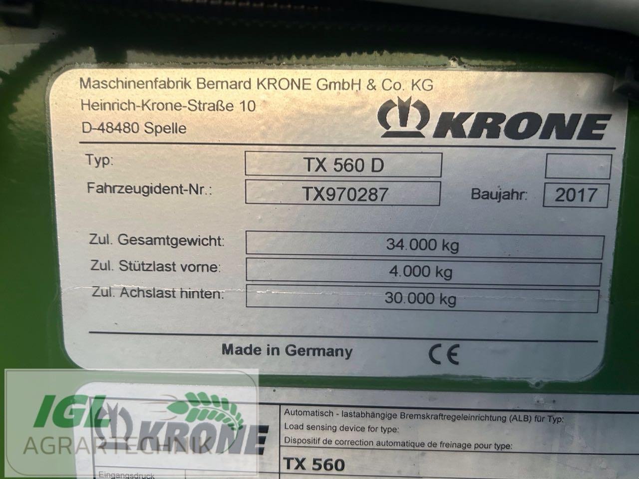 Abschiebewagen typu Krone TX 560 D, Gebrauchtmaschine v Nabburg (Obrázek 10)