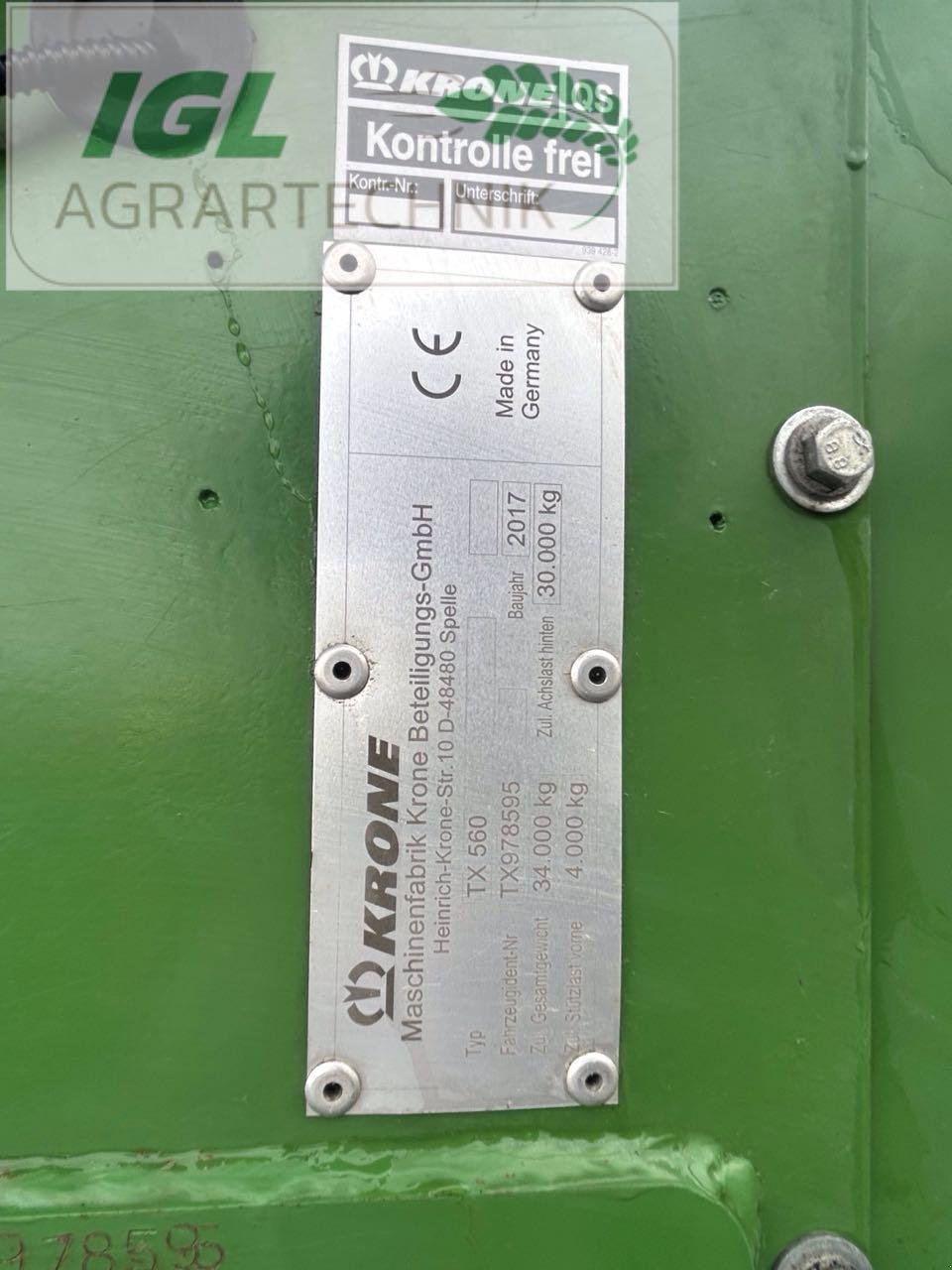 Abschiebewagen of the type Krone TX 560, Gebrauchtmaschine in Nabburg (Picture 7)