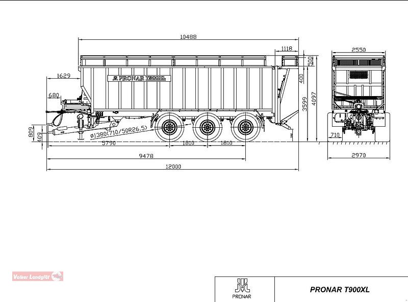 Abschiebewagen des Typs PRONAR T 900 XL Abschiebewagen 34 to 49 m³ bis 61m³ Zwangslenkung, Neumaschine in Ostheim/Rhön (Bild 28)