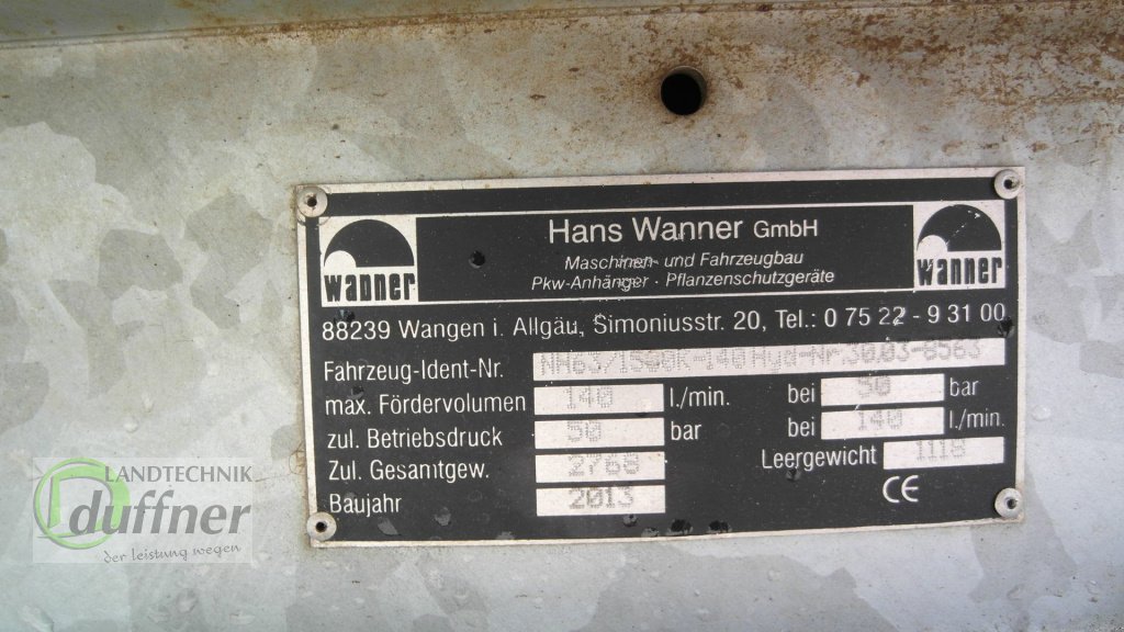 Anhänge-Gebläsespritze  типа Wanner KH63/1500/140 hyd, Gebrauchtmaschine в Oberteuringen (Фотография 5)