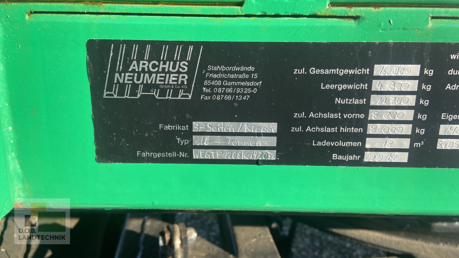 Anhänger a típus Archus Neumeier 3 Seiten Kipper Anhänger 16 t., Gebrauchtmaschine ekkor: Leiblfing (Kép 5)