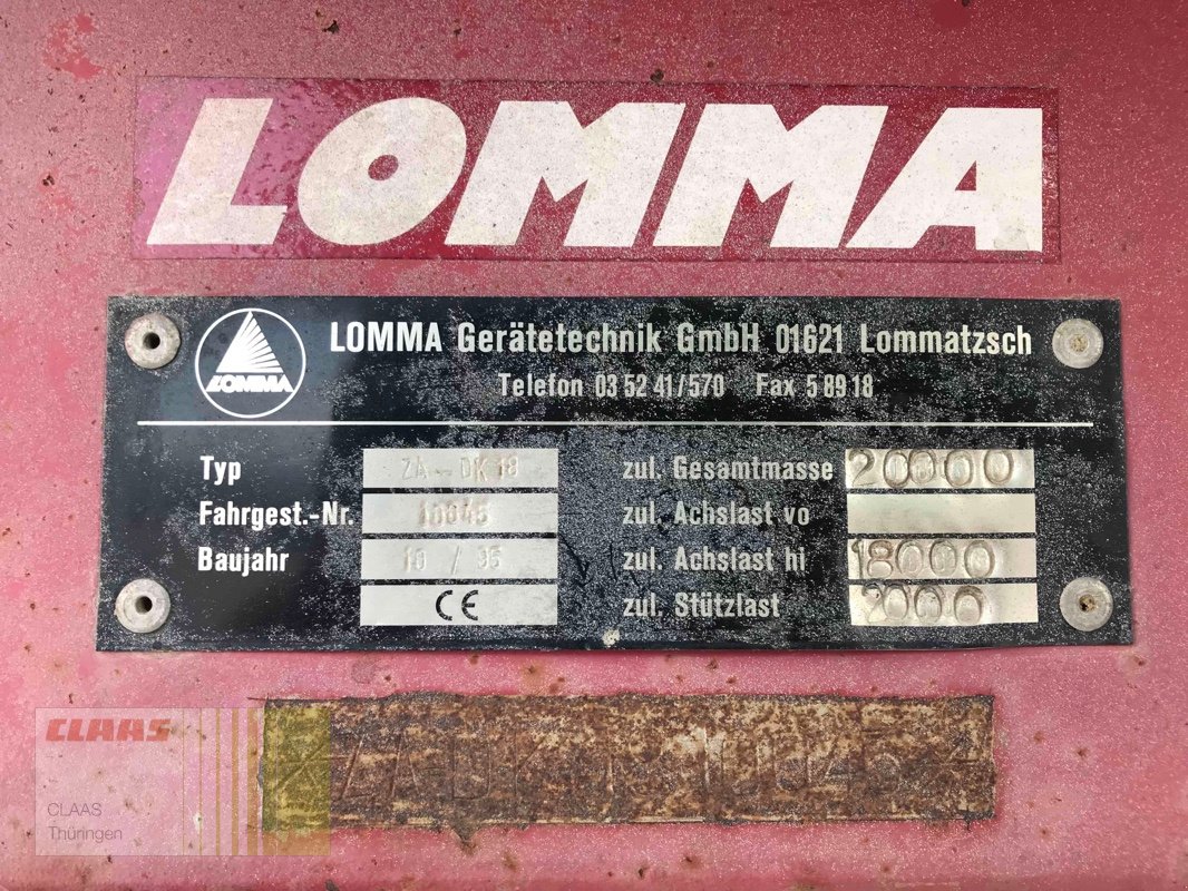 Anhänger typu Lomma ZA-DK 18, Gebrauchtmaschine w Vachdorf (Zdjęcie 5)