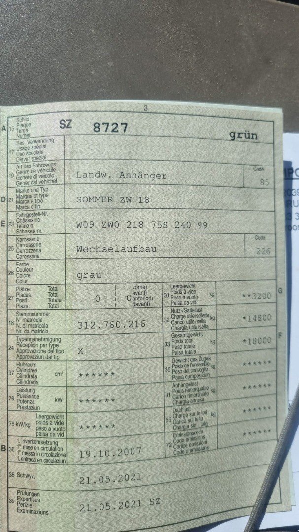 Anhänger typu Sonstige Marke Sommer Modell ZW 18, Gebrauchtmaschine v Altendorf (Obrázek 6)