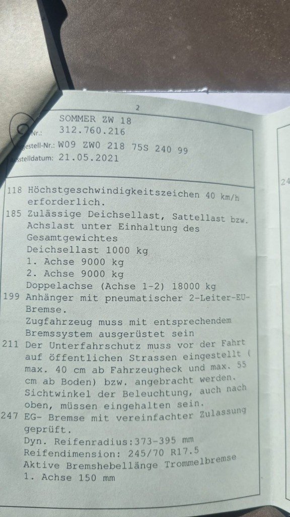 Anhänger typu Sonstige Marke Sommer Modell ZW 18, Gebrauchtmaschine v Altendorf (Obrázek 7)