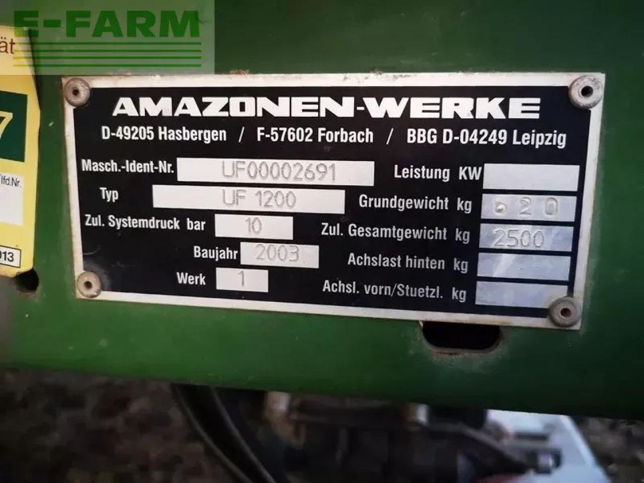 Anhängespritze des Typs Amazone uf 1200 feldspritze, Gebrauchtmaschine in SANKT MARIENKIRCHEN BEI SCHÄRDING (Bild 11)