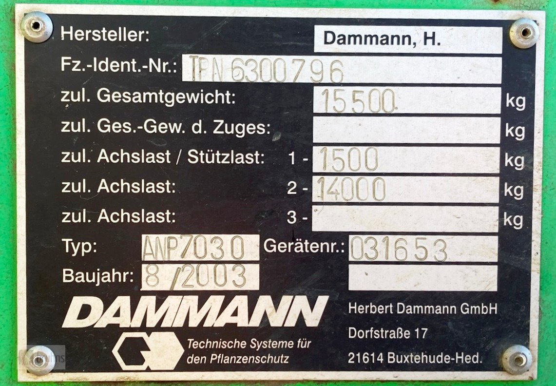 Anhängespritze tip Dammann ANP 7030 Profi Class - Tandemspritze 30m, Gebrauchtmaschine in Karstädt (Poză 20)