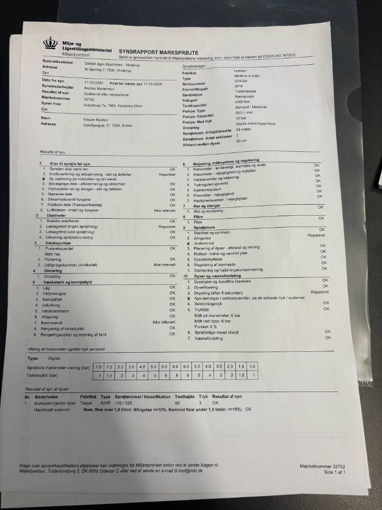 Anhängespritze des Typs Lemken Albatros 9 4000 liter 24 m. bom, Gebrauchtmaschine in Ribe (Bild 4)