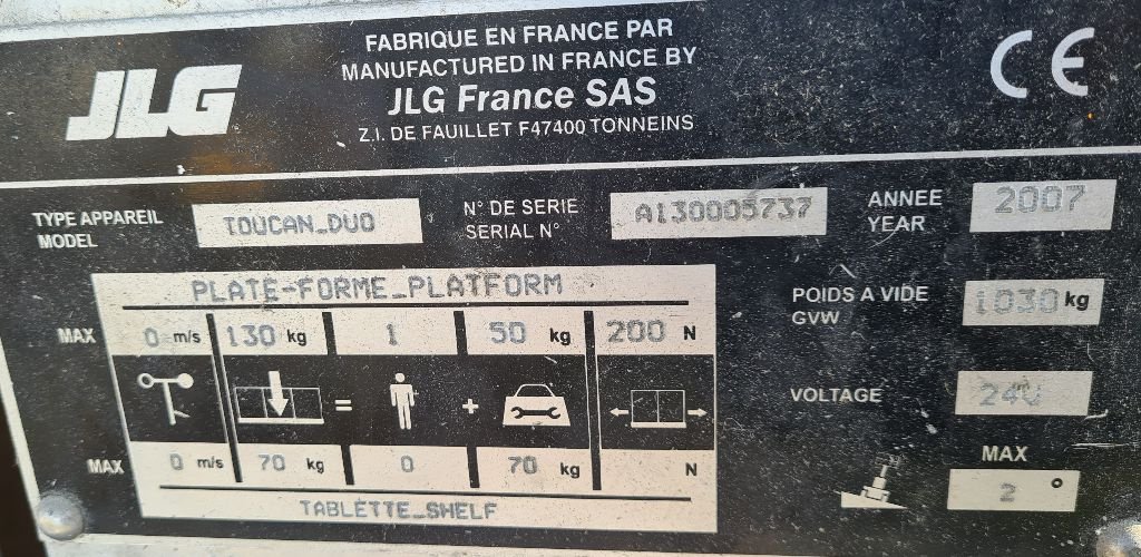 Arbeitsbühne a típus JLG TOUCAN DUO, Gebrauchtmaschine ekkor: BAZAINVILLE (Kép 8)