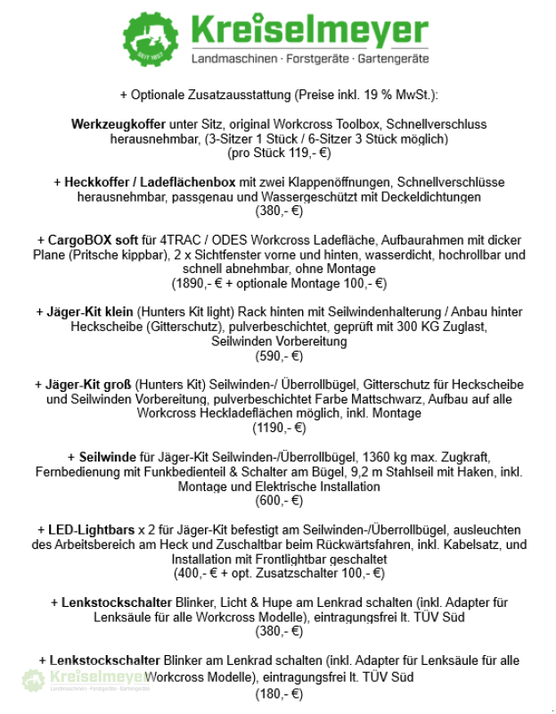ATV & Quad Türe ait 4TRAC / ODES Workcross 1000-6 Sitzer ABS 40 km/h AB 16 JAHREN = T / L Führerschein, Kabine & Heizung, Allrad Neu, Neumaschine içinde Feuchtwangen (resim 21)