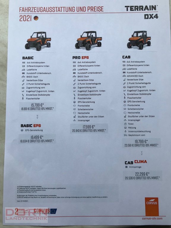 ATV & Quad des Typs Corvus DX 4 CAB 60 Km/h, Neumaschine in Bruckberg (Bild 7)