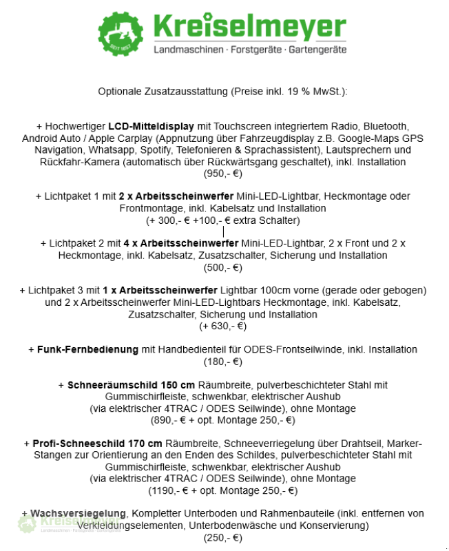 ATV & Quad del tipo Odes Workcross 800 ABS Limited Edition + Kabine + Heizung + Schneeschild 150 cm, 90 km/h, Neumaschine In Feuchtwangen (Immagine 19)