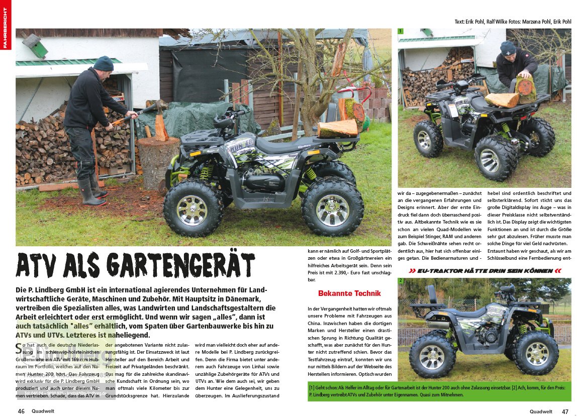 ATV & Quad des Typs P.Lindberg GmbH Quad Hunter 200  Arbeits- und Freizeit Offroad-Einsatz, Neumaschine in Großenwiehe (Bild 8)