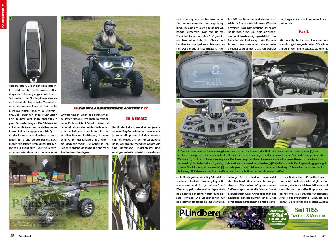 ATV & Quad tip P.Lindberg GmbH Quad Hunter 200  Arbeits- und Freizeit Offroad-Einsatz, Neumaschine in Großenwiehe (Poză 9)