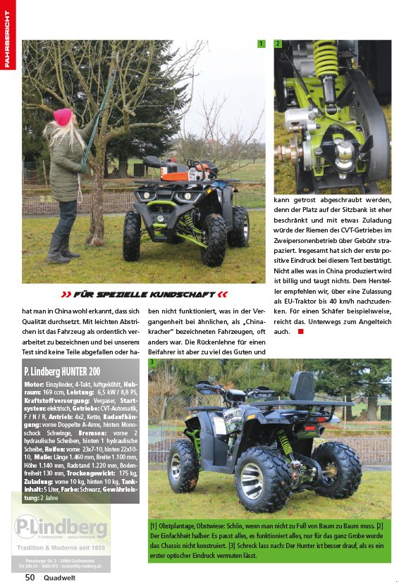 ATV & Quad des Typs P.Lindberg GmbH Quad Hunter 200  Arbeits- und Freizeit Offroad-Einsatz, Neumaschine in Großenwiehe (Bild 10)