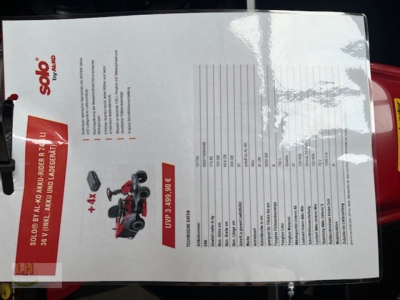 Aufsitzmäher typu Alko R74.5Li36V Akku, Neumaschine v Aresing (Obrázek 3)