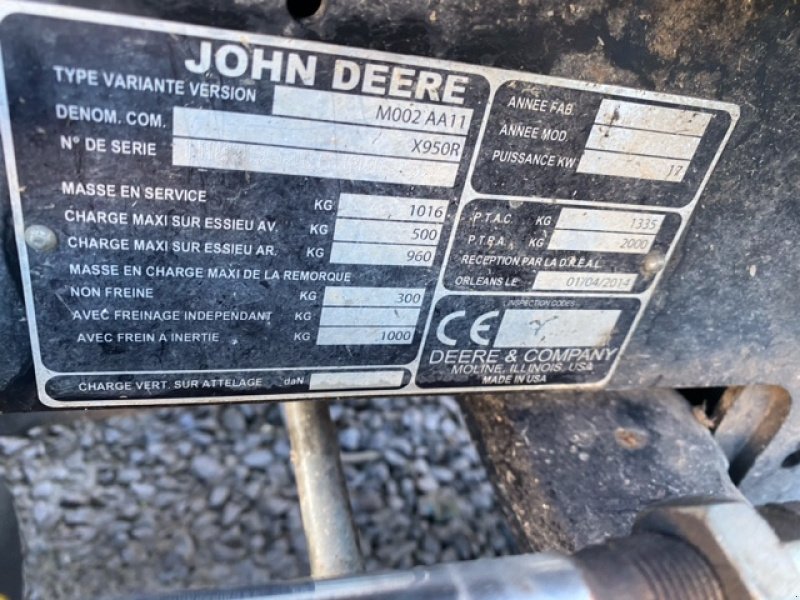 Aufsitzmäher typu John Deere X950R 54 BH, Gebrauchtmaschine w Richebourg (Zdjęcie 6)