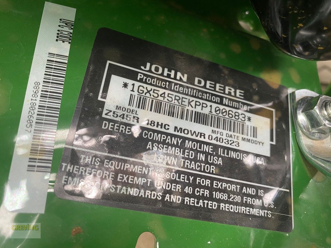 Aufsitzmäher a típus John Deere Z545R, Neumaschine ekkor: Heiden (Kép 14)