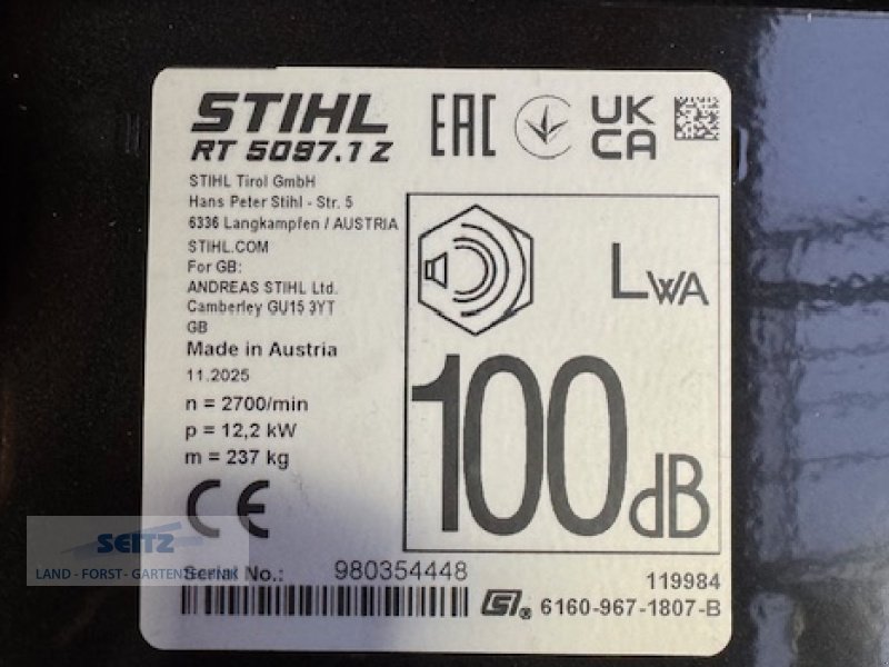 Aufsitzmäher typu Stihl RT 5097 C, Neumaschine w Lindenfels-Glattbach (Zdjęcie 3)