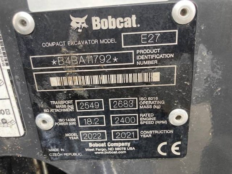 Bagger типа Bobcat E 27, Gebrauchtmaschine в Vojens (Фотография 8)