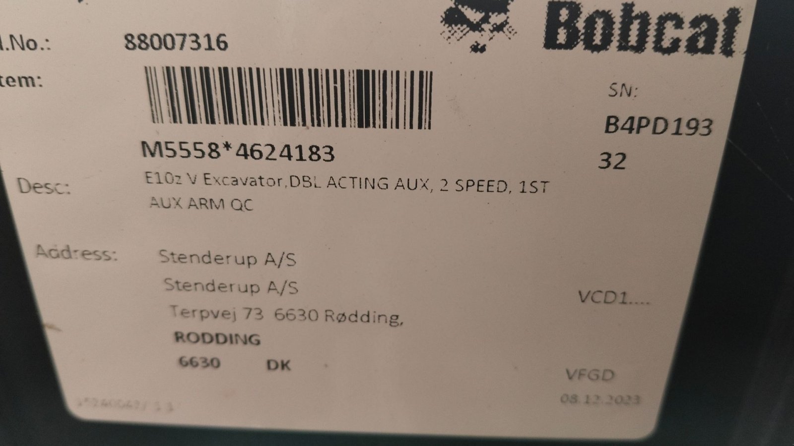 Bagger za tip Bobcat E10Z ny/overgemt, Gebrauchtmaschine u Egtved (Slika 11)