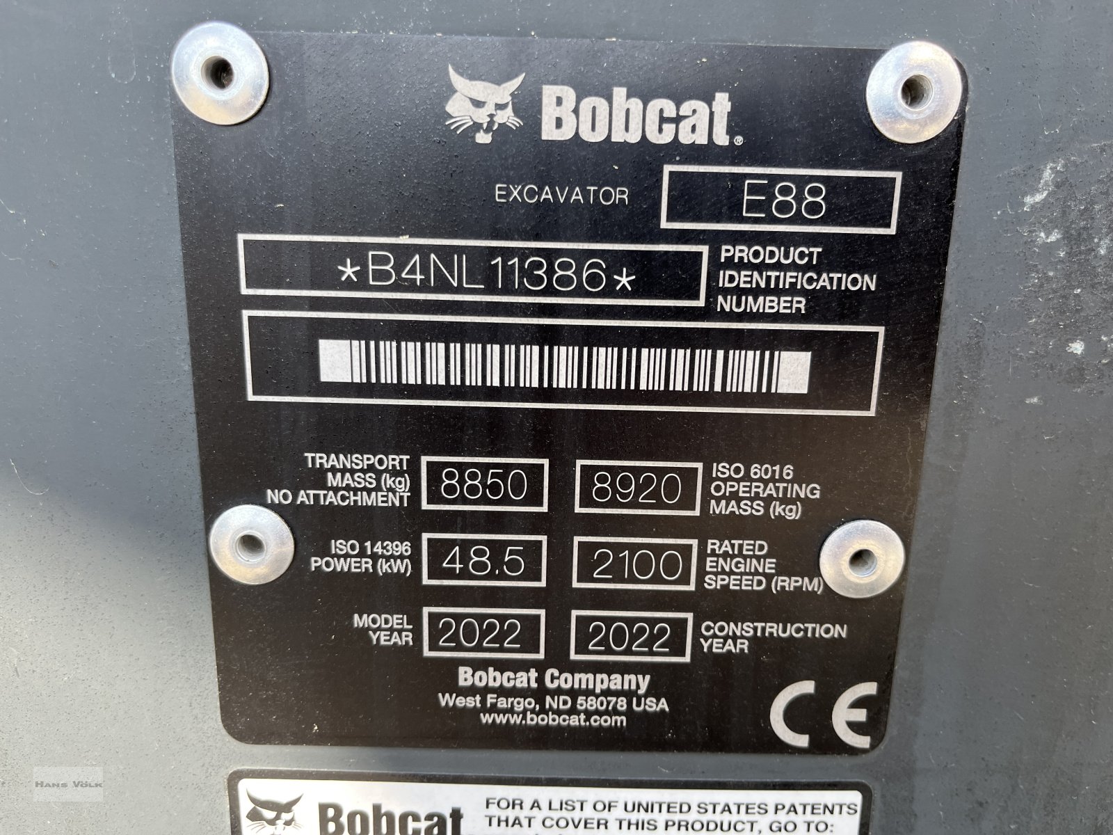 Bagger des Typs Bobcat E88, Neumaschine in Tettenweis / Karpfham (Bild 12)