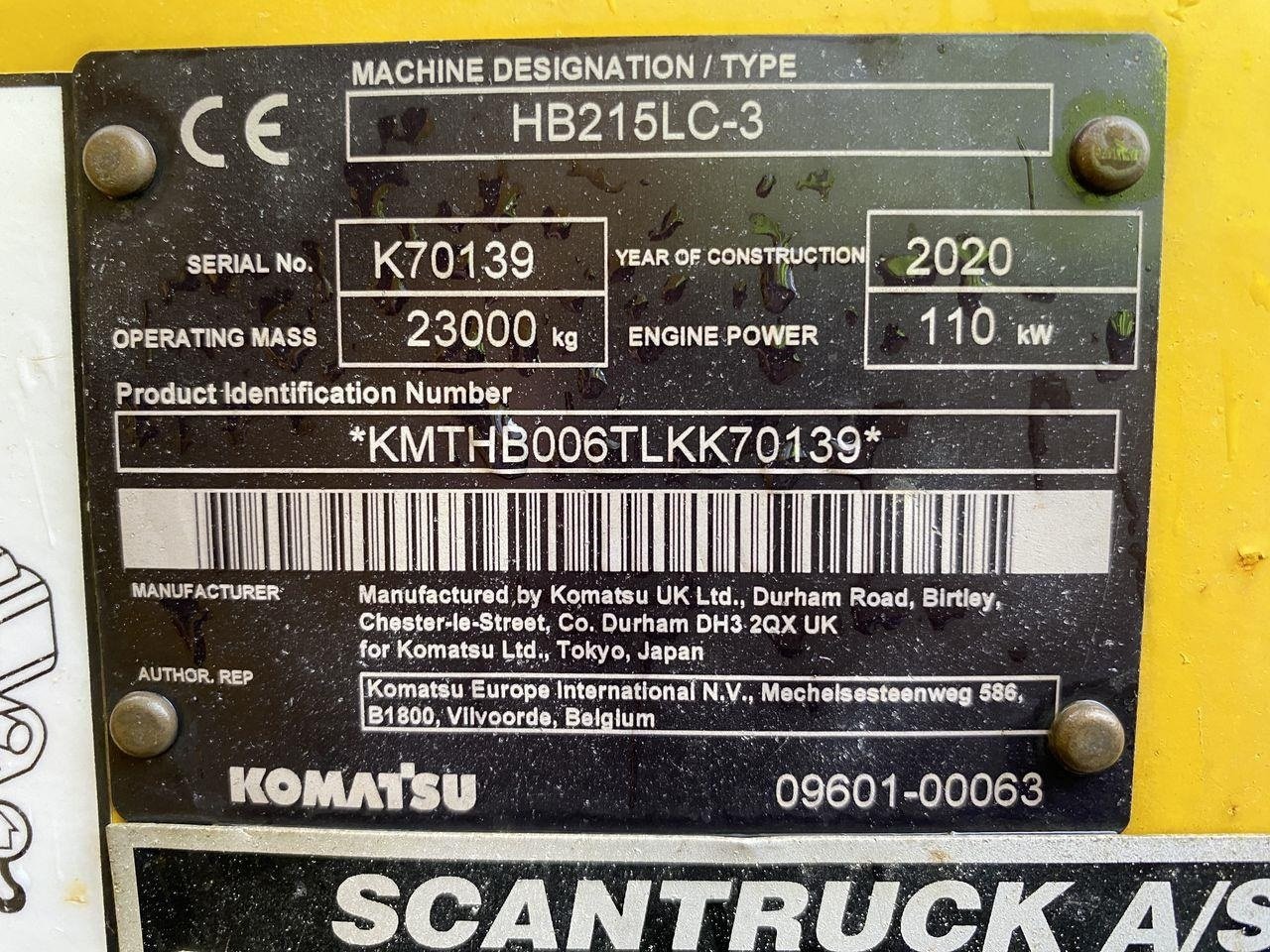 Bagger typu Komatsu HB215LC-3, Gebrauchtmaschine v Skive (Obrázek 11)
