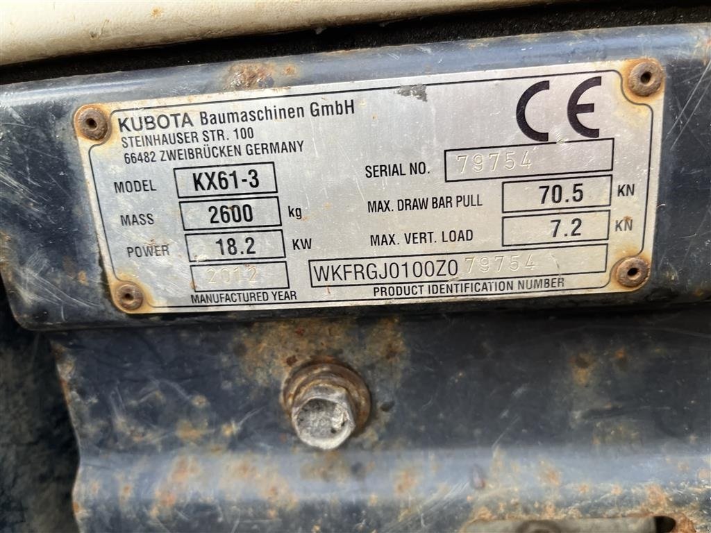 Bagger des Typs Kubota KX 61-3 tiltman, Gebrauchtmaschine in Rønnede (Bild 6)
