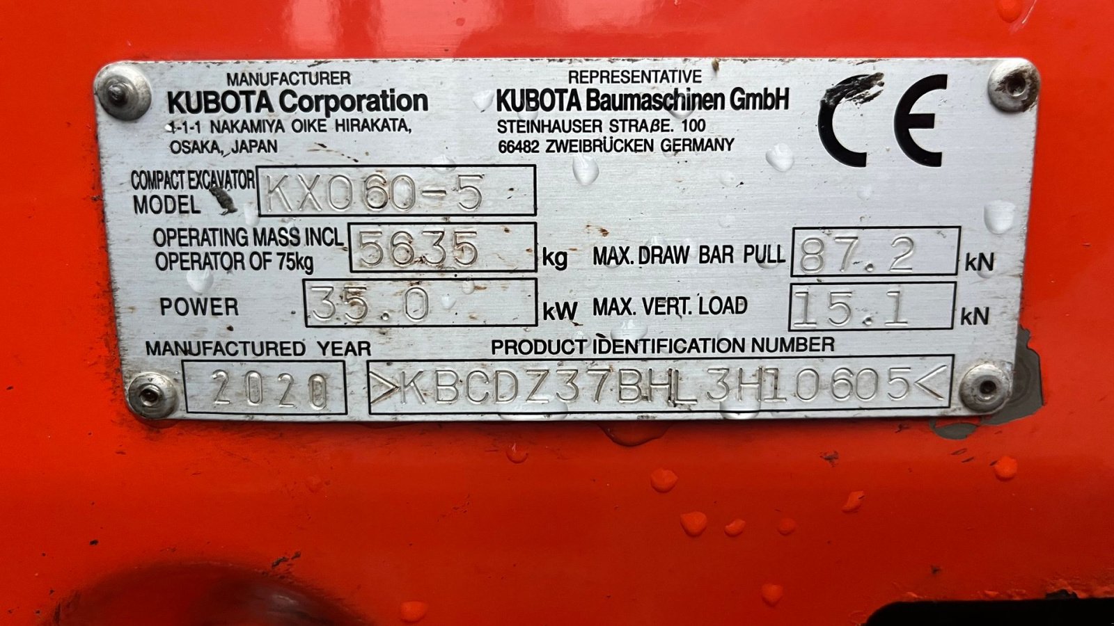 Bagger typu Kubota KX060-5 Centralsmørring og nyere Engcon rotortilt kun kørt 1332t, Gebrauchtmaschine v Rønnede (Obrázek 7)