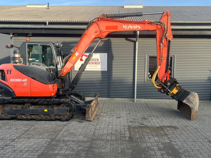 Bagger del tipo Kubota KX080-4 Engcon rotortilt og centralsmørring, Gebrauchtmaschine In Rønnede (Immagine 1)