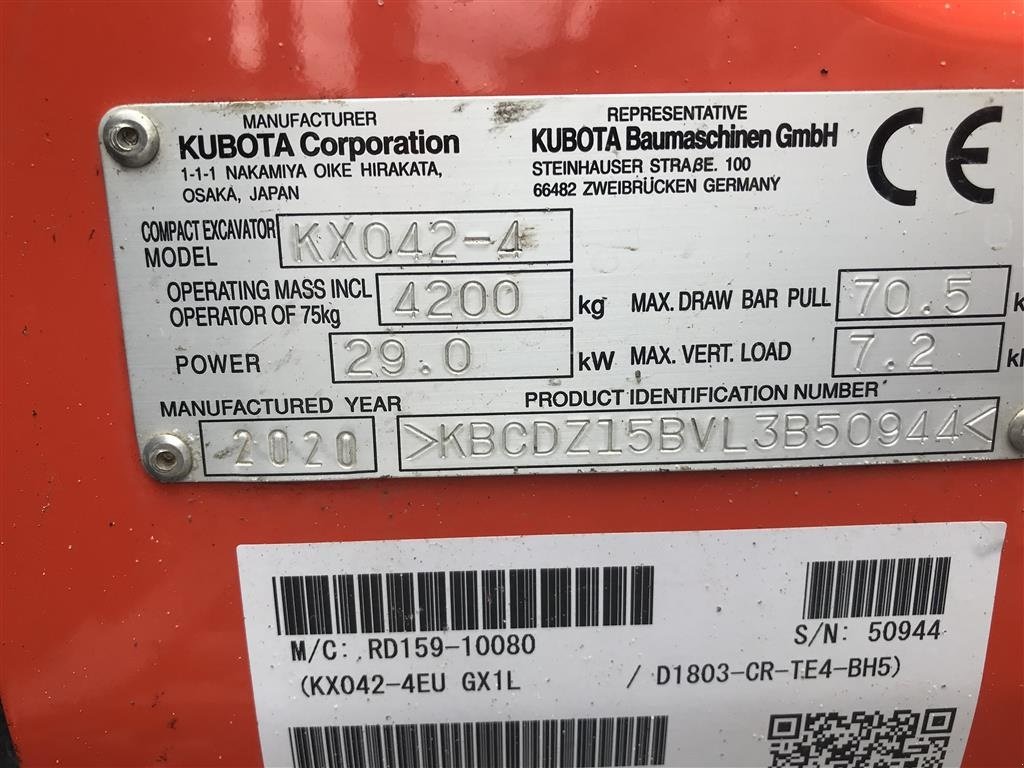 Bagger du type Kubota KX42-4 hydraulisk skovlskifte, Gebrauchtmaschine en Rønnede (Photo 8)