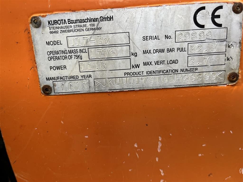 Bagger typu Kubota U17-3 Hybrid Dieselmotor og elmotor., Gebrauchtmaschine v Rønnede (Obrázek 5)