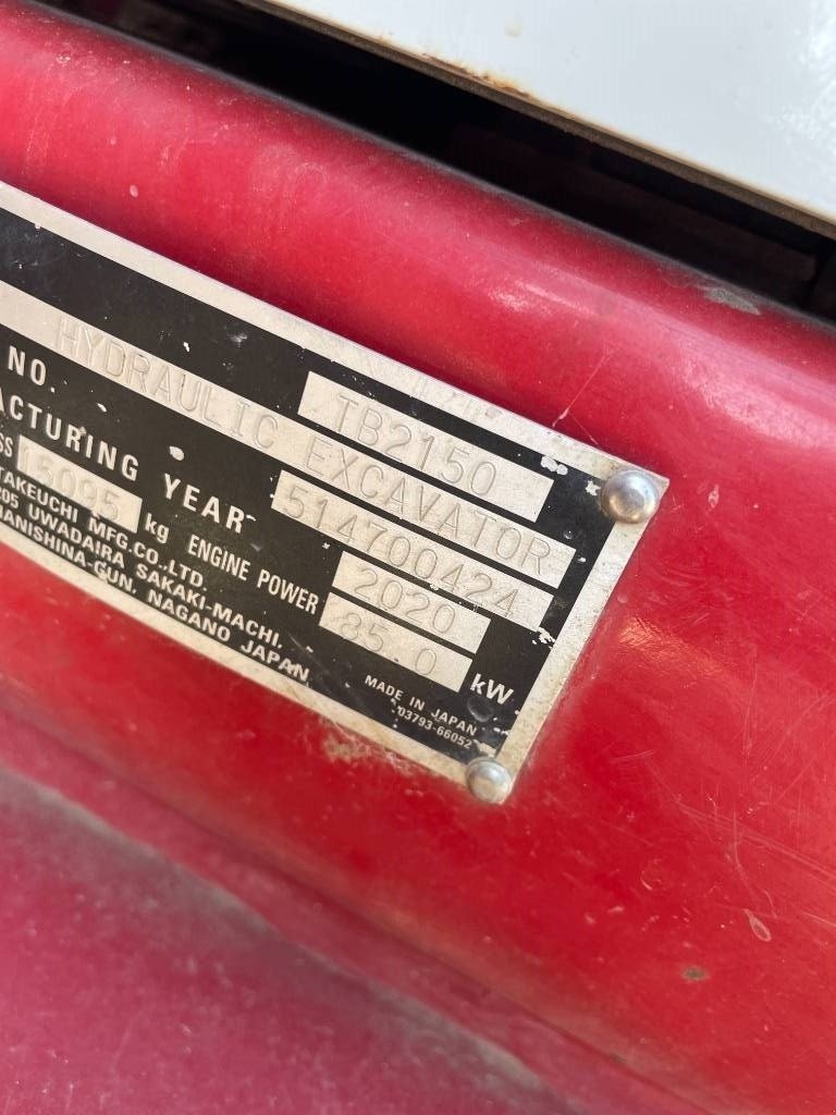 Bagger des Typs Takeuchi TB 2150, Gebrauchtmaschine in Vrå, Frejlev, Hornslet & Ringsted (Bild 4)