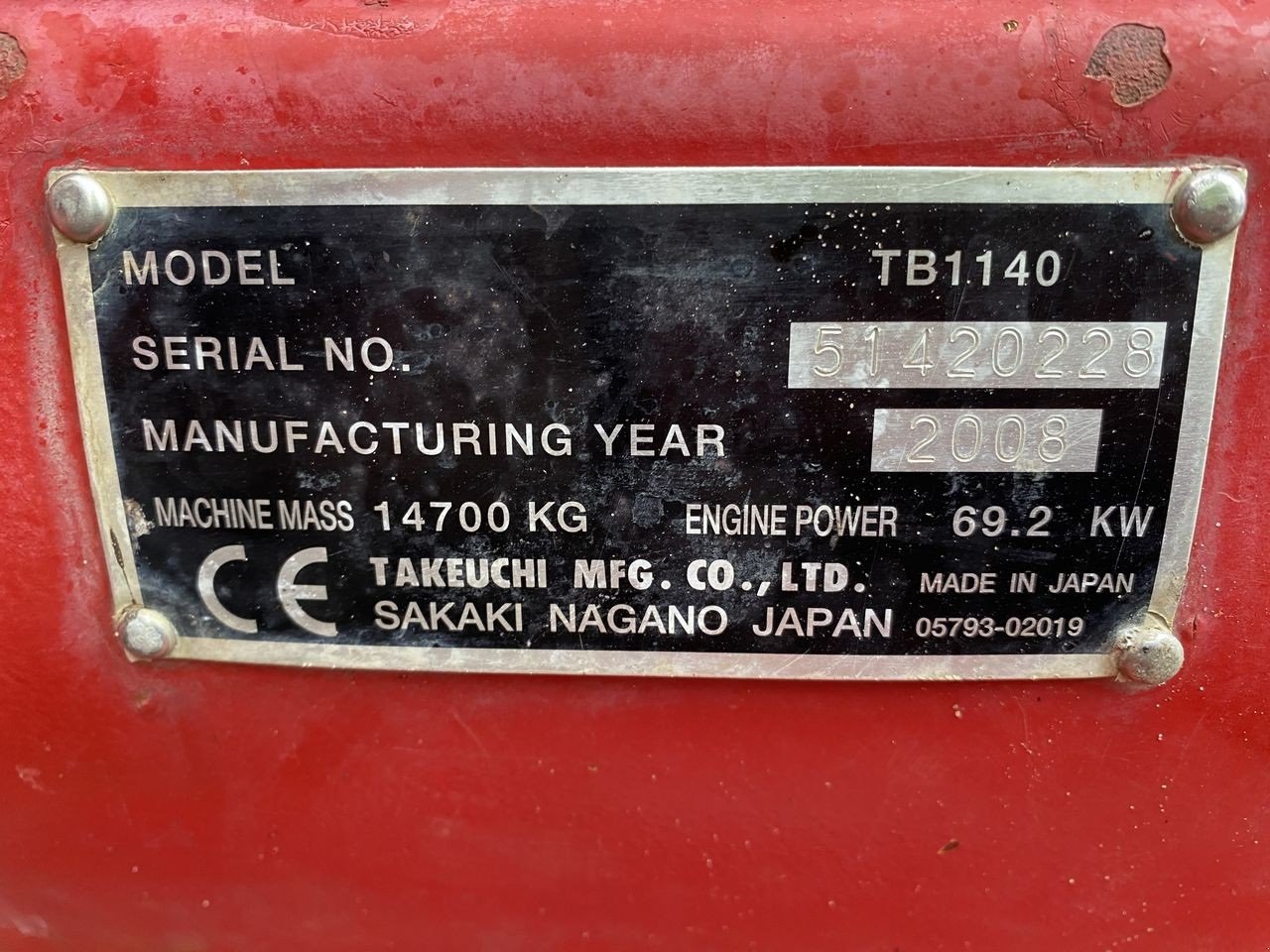 Bagger del tipo Takeuchi TB1140, Gebrauchtmaschine en Skive (Imagen 13)