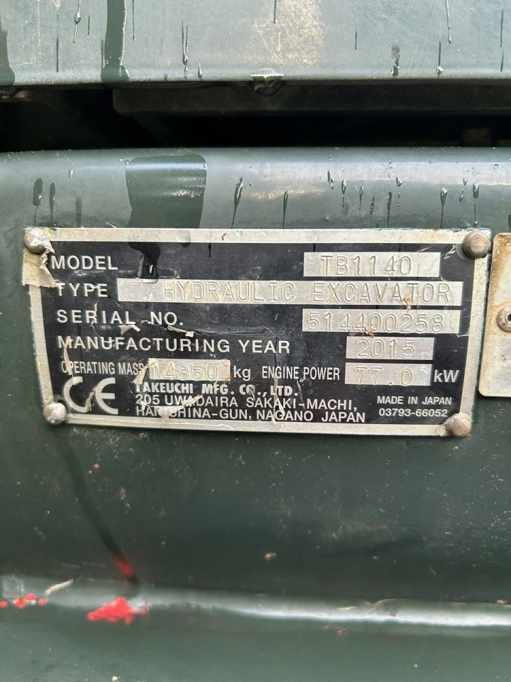 Bagger типа Takeuchi TB1140, Gebrauchtmaschine в Skive (Фотография 17)