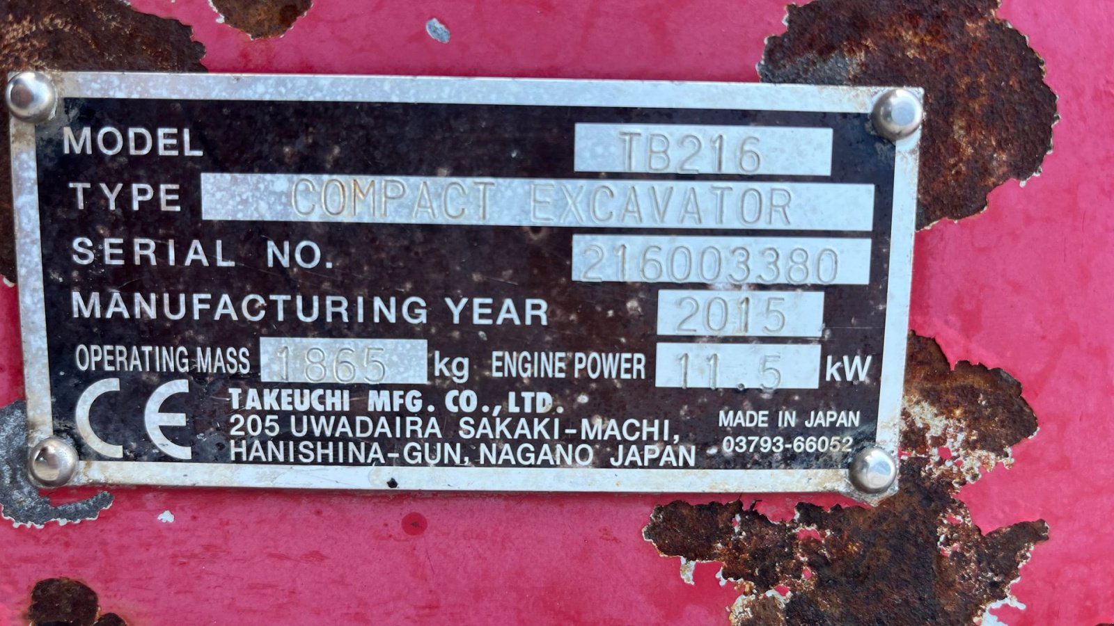 Bagger typu Takeuchi TB216 Hydraulisk hurtig skifte, Gebrauchtmaschine v Rønnede (Obrázek 7)