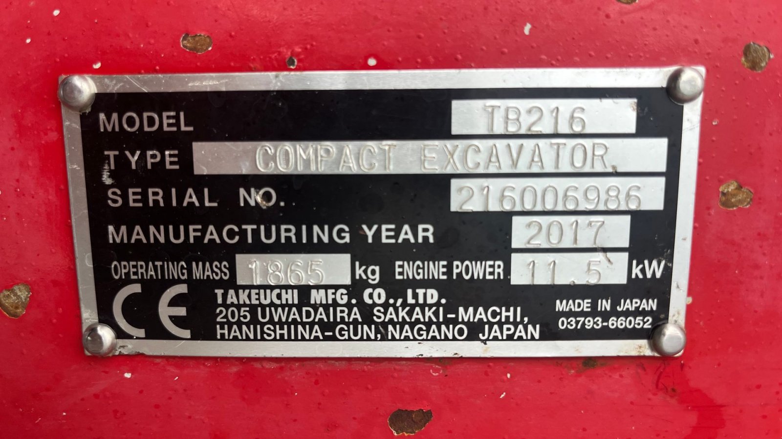 Bagger of the type Takeuchi TB216 Tiltman med hydraulisk skovlskifte, Gebrauchtmaschine in Rønnede (Picture 4)