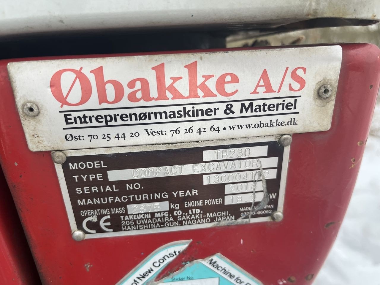Bagger типа Takeuchi TB230, Gebrauchtmaschine в Skive (Фотография 7)