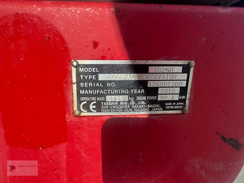 Bagger del tipo Takeuchi TB260 Kompaktbagger Kettenbagger Powertilt MS- Aufnahme, Gebrauchtmaschine en Gevelsberg (Imagen 7)
