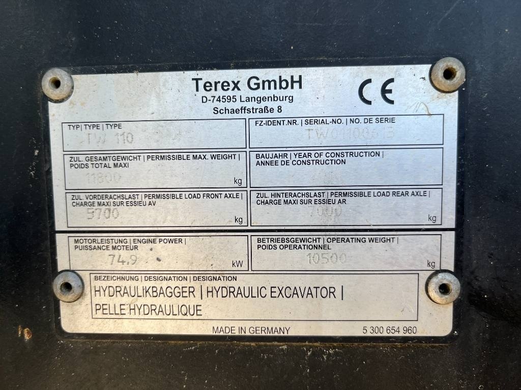 Bagger typu Terex TW 110, Gebrauchtmaschine v Vojens (Obrázek 16)