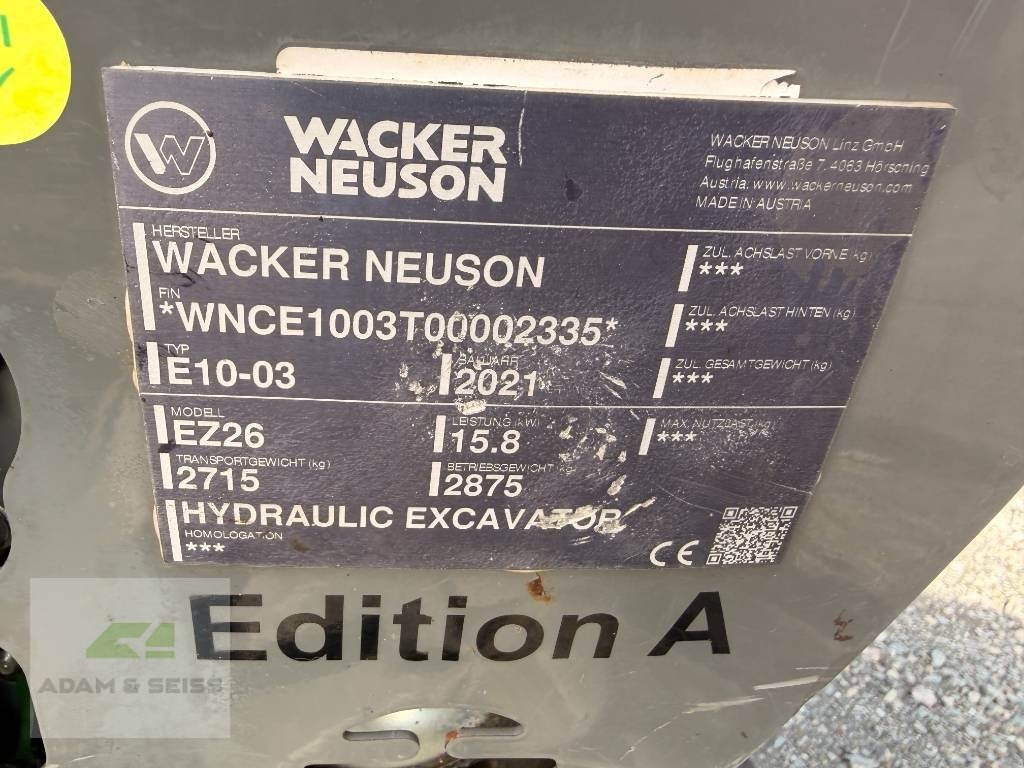 Bagger typu Wacker Neuson EZ26, Gebrauchtmaschine w Neudrossenfeld (Zdjęcie 23)