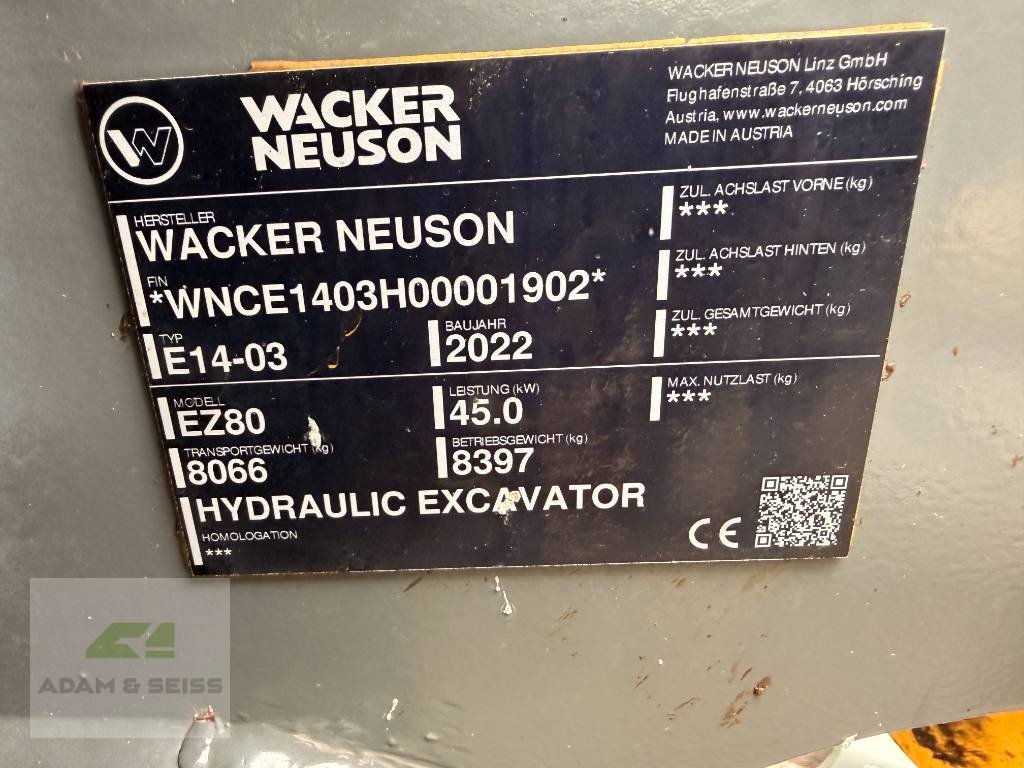 Bagger van het type Wacker Neuson EZ80, Gebrauchtmaschine in Neudrossenfeld (Foto 24)