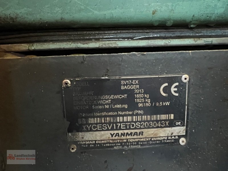 Bagger типа Yanmar SV 17 EX, Gebrauchtmaschine в Marl (Фотография 16)