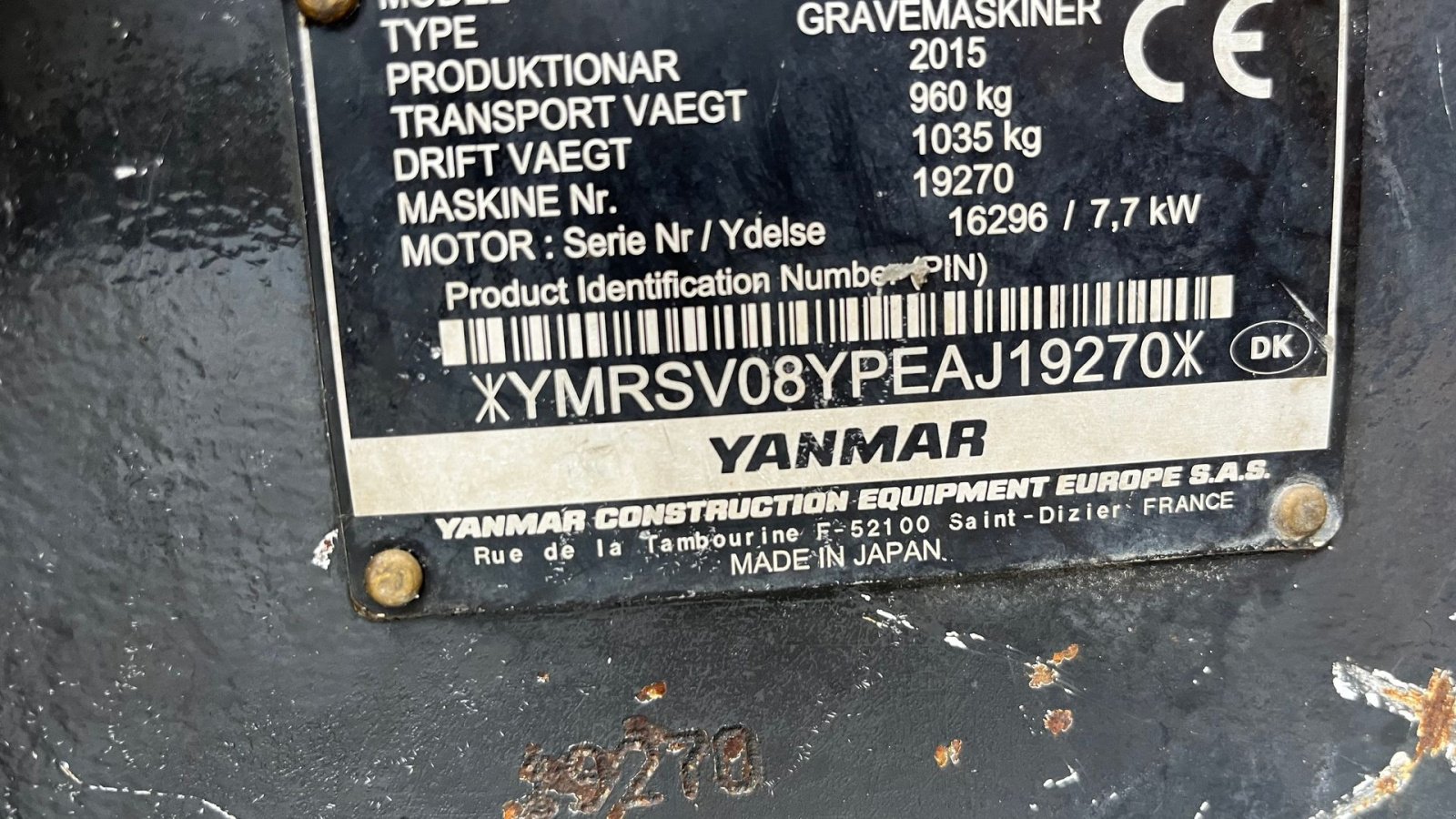 Bagger typu Yanmar SV08 Hurtig skifte og 3 skovle, Gebrauchtmaschine v Rønnede (Obrázek 7)