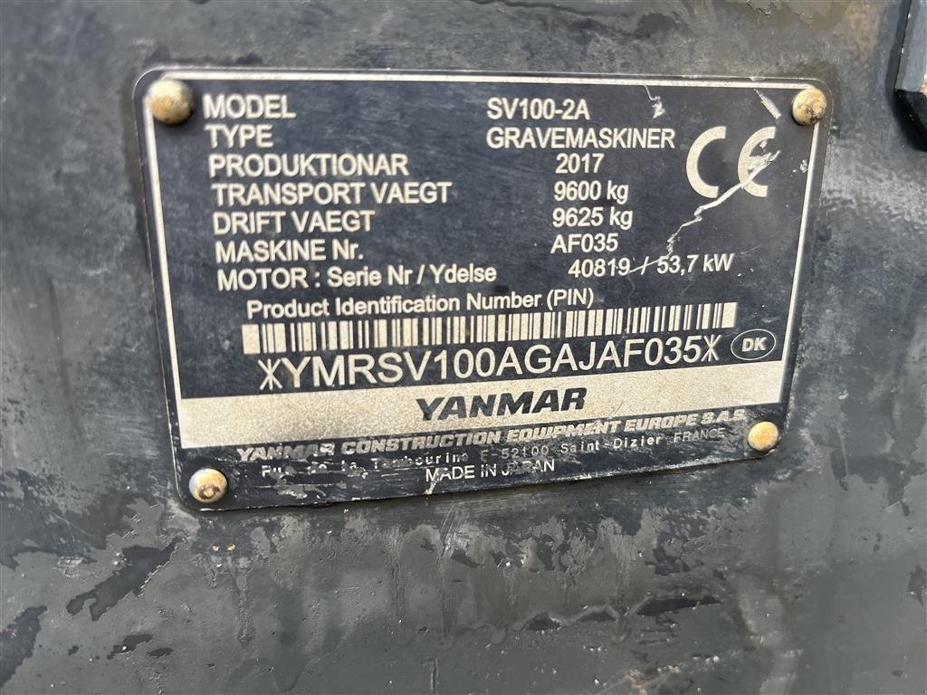 Bagger типа Yanmar SV100 2A Centralsmørring og hydraulisk hurtigskifte., Gebrauchtmaschine в Rønnede (Фотография 21)